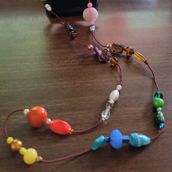 51" Sead Beads & Assorted Colorful Different Shaped Beads Necklace - Stylish - Picture 2 of 4